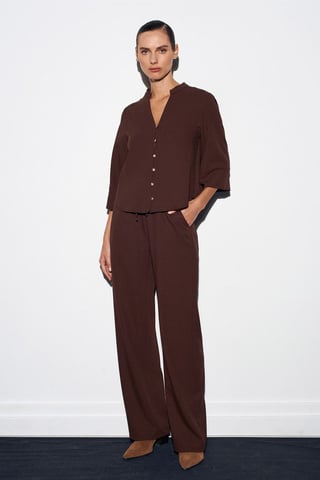 Women's Wide-Leg Crepe Trousers