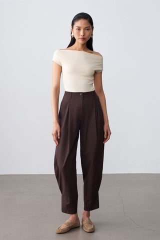 Women’s High-waist Wide-leg Poplin Trousers