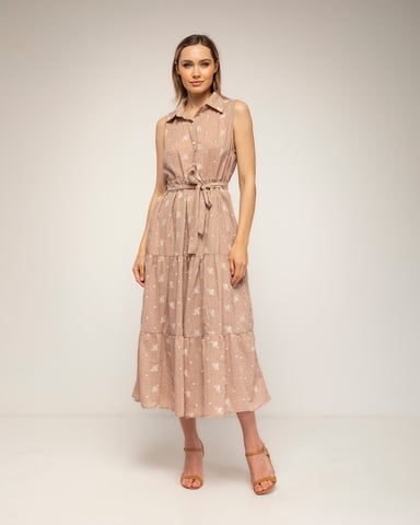 Midi shirt dress with embroidery 
