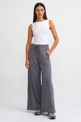 Textured Cotton Wide-Leg Trousers
