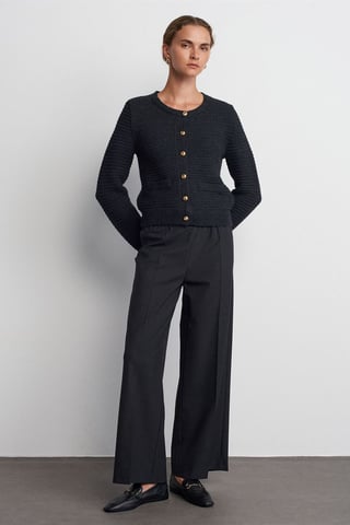 Wide-Leg Crepe Trousers With Drawstring Waist