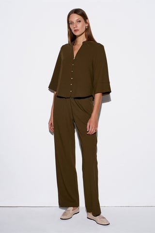 Women's Wide-Leg Crepe Trousers