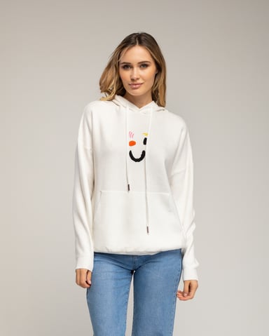 Knitted hoodie with graphic detail on the back and front
