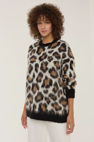 Leopardmönstrad stickad tröja