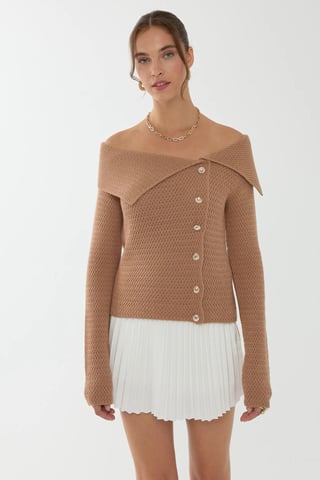 Off Shoulder Knappdetalj Tröja