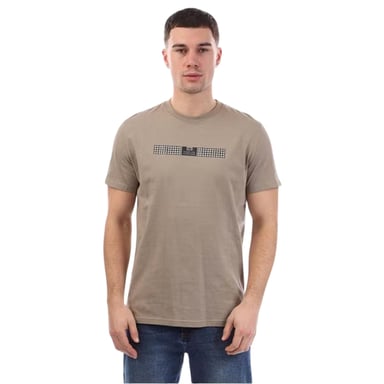 Weekend Offender Mens Shareck Checked Regular T-Shirt (Stone)