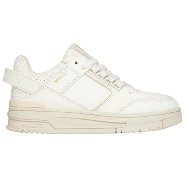 Mallet Womens/Ladies Compton Leather Low Cut Chunky Flat Trainers (Off White)