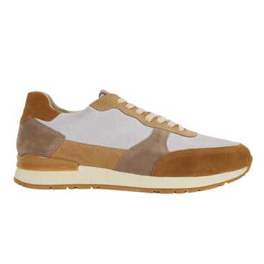 Dune London Mens Treaty Textured Suede Flat Trainers (Taupe)