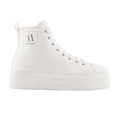 Armani Exchange Womens/Ladies Leather High Top Trainers (Off White)