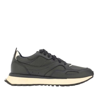 Boss Mens Jonah Run Leather Trainers (Dark Blue)