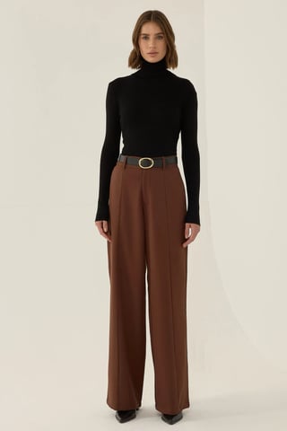 High-Waist Pleated Wide-Leg Trousers