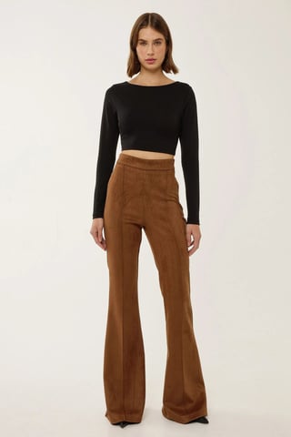 Högmidjade Suede Vida Byxor med Pinstich