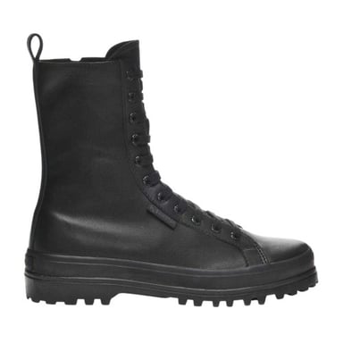 Superga Womens/Ladies 2641 Alpina Leather Combat Boots (Total Black)