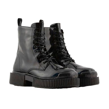 Armani Exchange Womens/Ladies Flatform Combat Boots (Black)