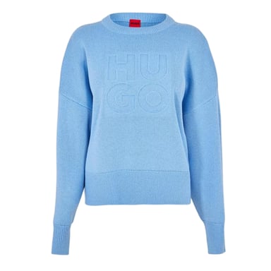 Hugo Womens/Ladies Plain Drop Shoulder Relaxed Fit Sweater Top (Pastel Blue)