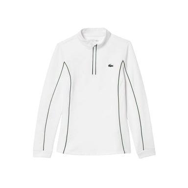 Lacoste Womens/Ladies Quarter Zip Tennis Sweatshirt (White/Green)