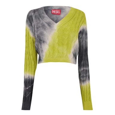 Diesel Womens/Ladies Janel Tie Dye V Neck Crop Sweatshirt (Yellow)