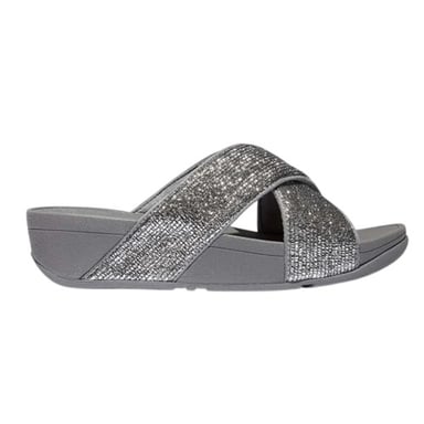FitFlop Womens/Ladies Criss-Cross Glitter Sliders (Silver)