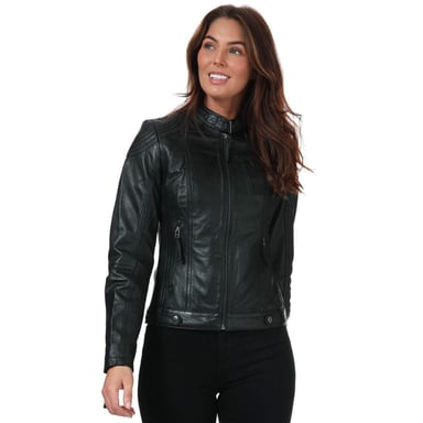 Elle Womens/Ladies Leather Jacket (Black)