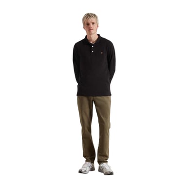 Farah Mens Cotton Blend Long-Sleeved Polo Shirt (Black)