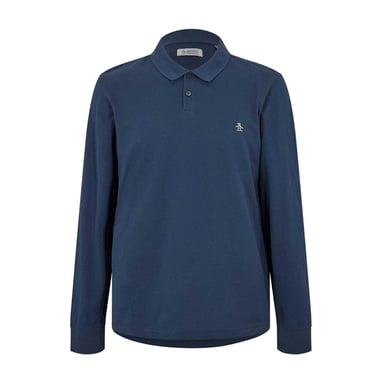 Original Penguin Mens Cotton Long-Sleeved Polo Shirt (Yale Blue)