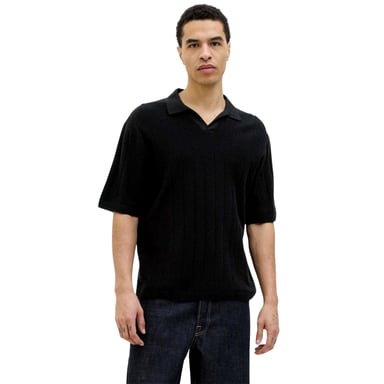 Jack And Jones Mens Ribbed Polo Shirt (Black)