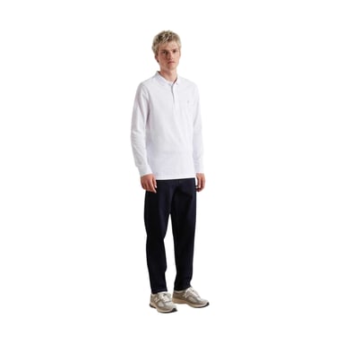 Farah Mens Cotton Blend Long-Sleeved Polo Shirt (White)