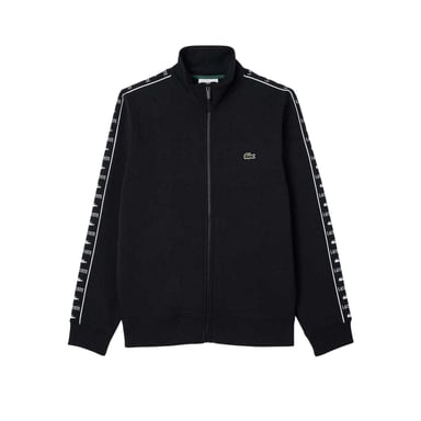 Lacoste Mens Stripe Full Zip Sweatshirt (Black)