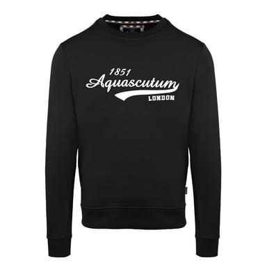 Aquascutum Unisex Adult Logo Ribbed Regular Long-Sleeved Sweatshirt (Black)