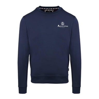 Aquascutum Mens Small Logo Crew Neck Long-Sleeved Sweatshirt (Navy)