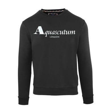 Aquascutum Mens Lettering Crew Neck Sweatshirt (Black)