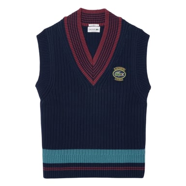Lacoste Unisex Adult Badge Knitted Regular Sweater Vest (Navy)