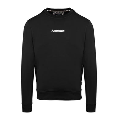 Aquascutum Mens Cotton Blend Ribbed Collar Regular Sweatshirt (Black)