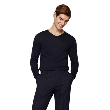 Boss Mens Knitted Regular Formal Pullover (Dark Blue)