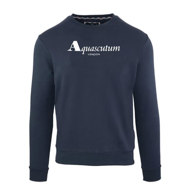 Aquascutum Mens Ribbed Logo Sweatshirt (Navy)