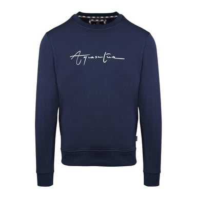 Aquascutum Mens Script Crew Neck Regular Sweatshirt (Navy)