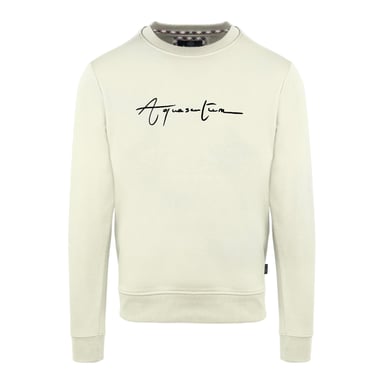 Aquascutum Mens Script Crew Neck Regular Sweatshirt (Butter)