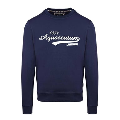 Aquascutum Mens Logo Crew Neck Sweatshirt (Navy)