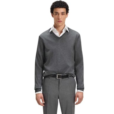 Boss Mens Knitted Regular Formal Pullover (Medium Grey)