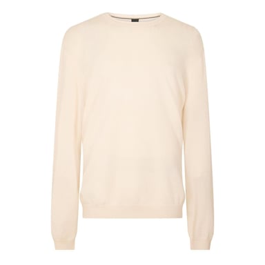 Boss Mens Crew Neck Regular Long-Sleeved Sweatshirt (White)