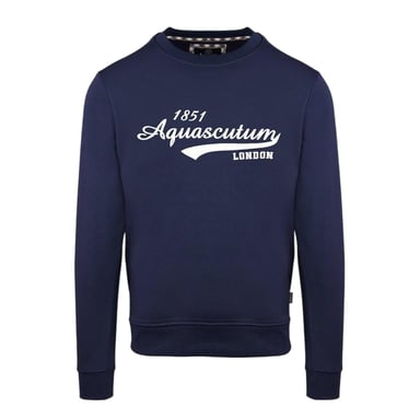 Aquascutum Mens Lettering Crew Neck Sweatshirt (Navy)