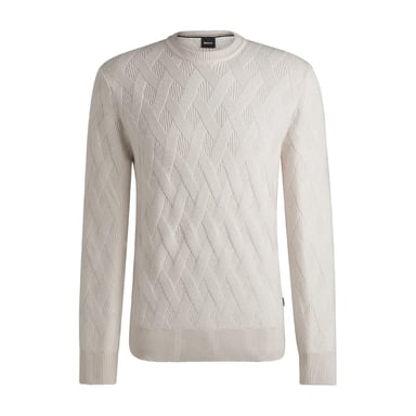 Boss Mens Ribbed Regular Jumper (White)