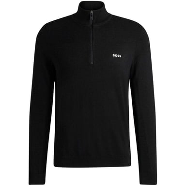 Boss Mens Zip Neck Regular Pullover (Black)