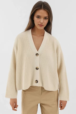 V-ringad knäppt oversized kofta