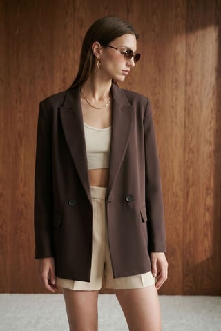 Women's Long Crepe Blazer Jacket