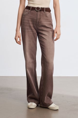 High-Waist Wide-Leg Cotton Denim Jeans