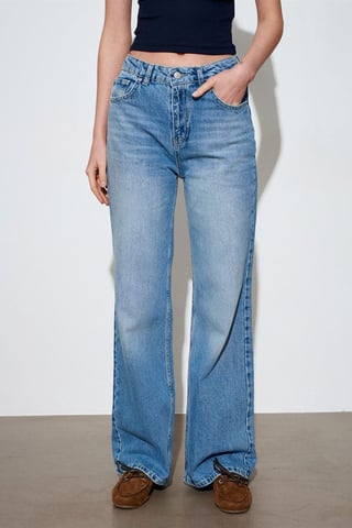 High-Waist Wide-Leg Cotton Denim Jeans