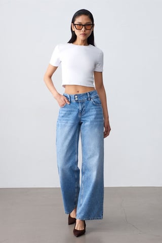 High-Waist Wide-Leg Cotton Jeans