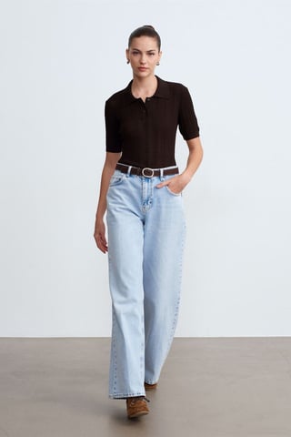 High Waist Wide Leg Cotton Denim Jeans