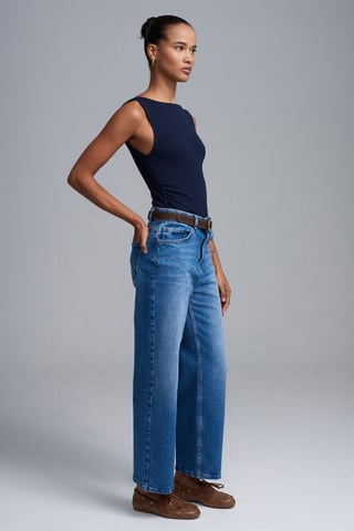 High-Waist Wide-Leg Denim Jeans
